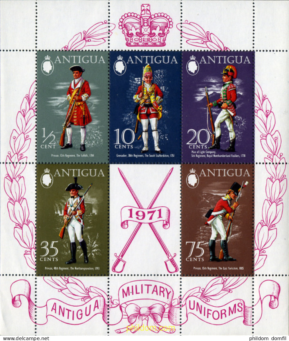 281879 MNH ANTIGUA 1971 UNIFORMES MILITARES - Other & Unclassified
