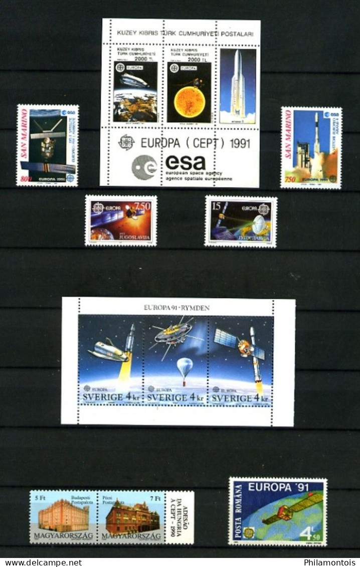 EUROPA - Année 1991 - L'Europe Et L'Espace - 81 Valeurs + 5 Blocs - Neufs N** - Très Beaux - Cote Env. 325 Eur. - 1991