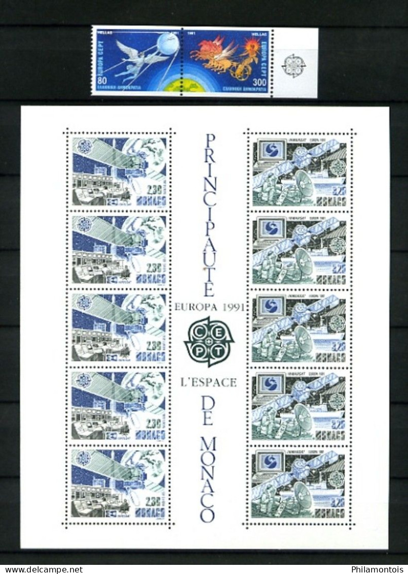 EUROPA - Année 1991 - L'Europe et l'Espace - 81 valeurs + 5 blocs - Neufs N** - Très beaux - Cote env. 325 Eur.