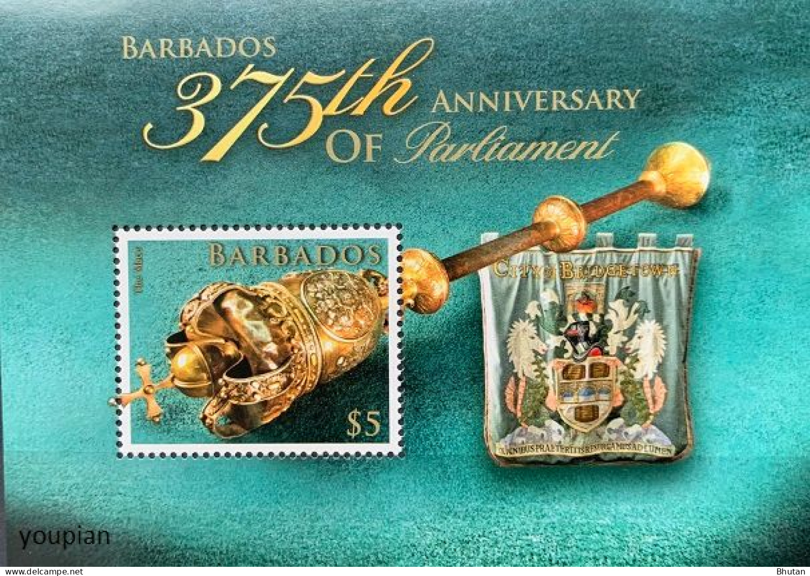 Barbados 2014, 375th Anniversary Of Parliament, MNH S/S - Barbados (1966-...)