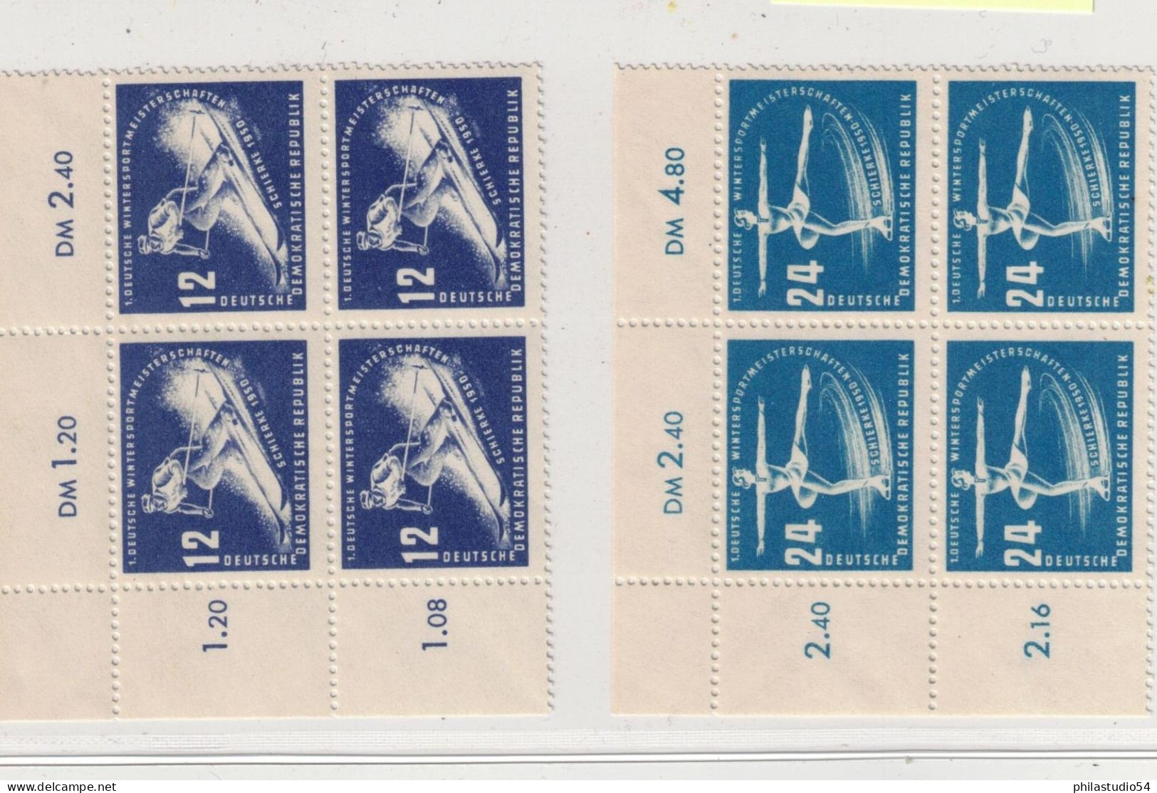 1950, Wintersportmeisterschaften Im Postfrischen Eckrand Viererblock - Unused Stamps