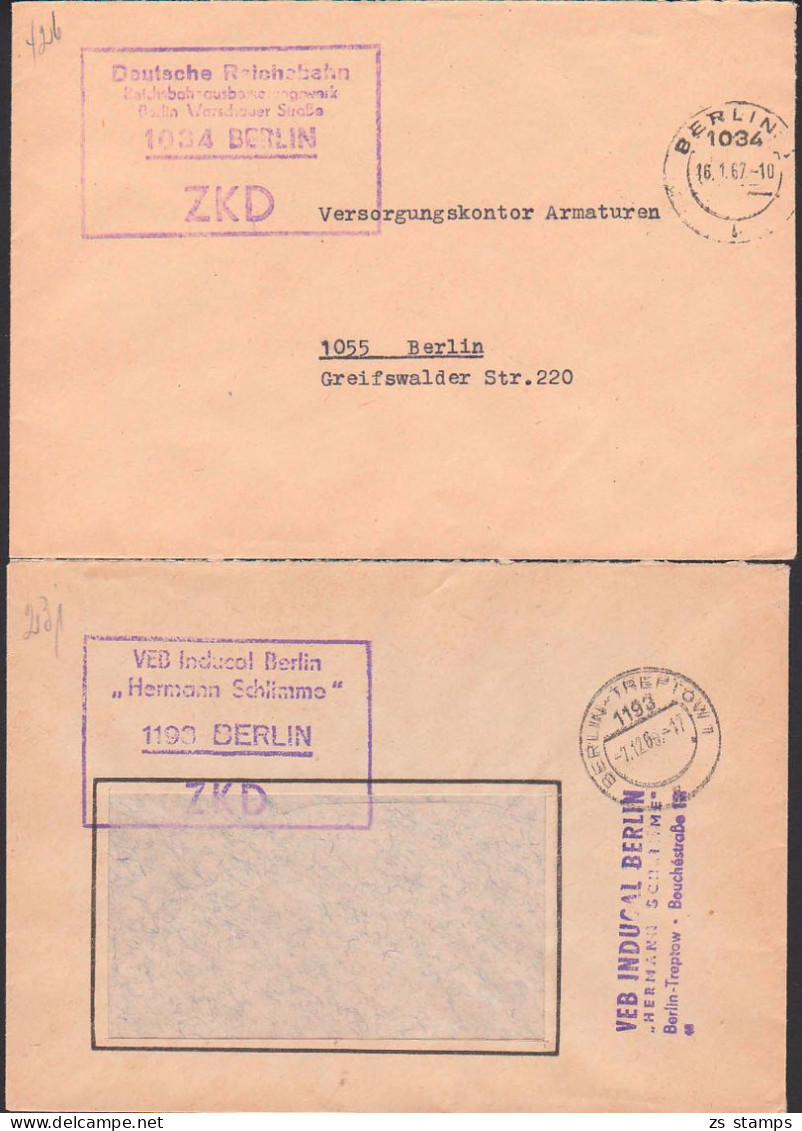 Berlin-Treptow, R4 ZKD-St.Inducal, R5 ZKD-St. Deutsche Reichsbahn Ausbesserungswerk - Storia Postale