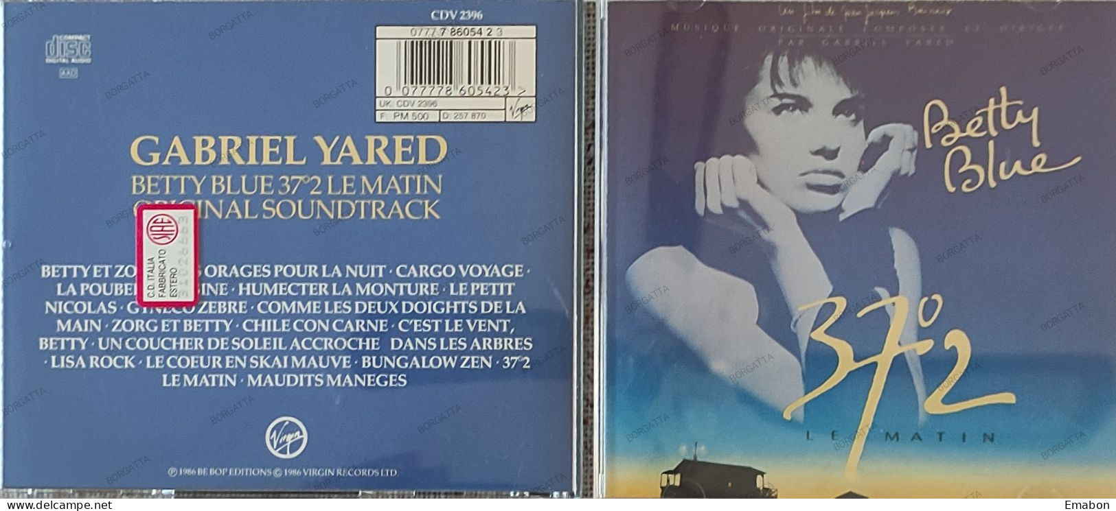 BORGATTA - FILM MUSIC  - Cd GABRIEL YARED - BETTY BLUE 37°2 LE MATIN - VIRGIN 1986 - USATO In Buono Stato - Filmmuziek