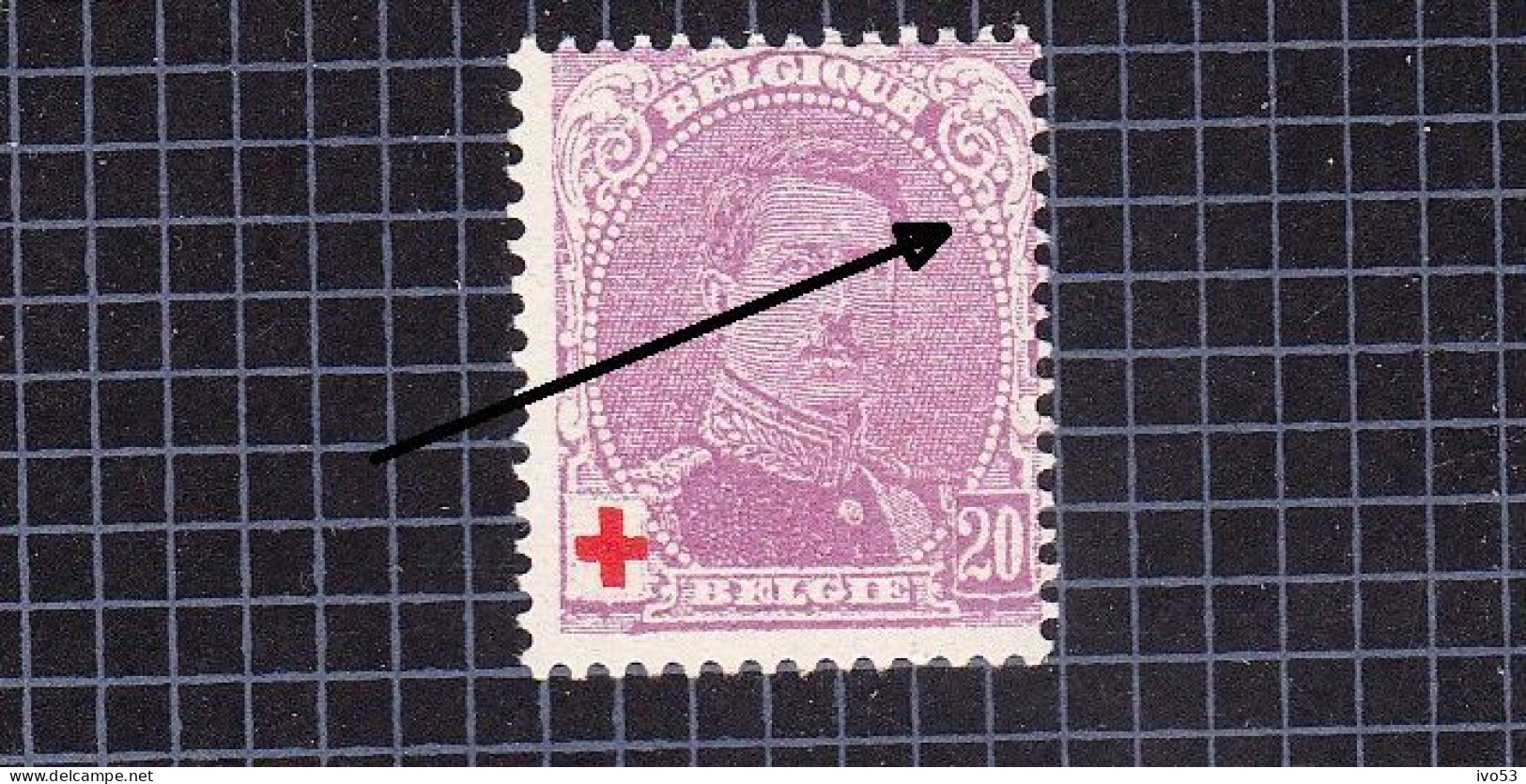 1914 Nr 131a* Met Scharnier:de 2 Parels Onder Krul Rechts Zijn Verbonden.Rode Kruis.OBP 20 Euro. - 1914-1915 Red Cross