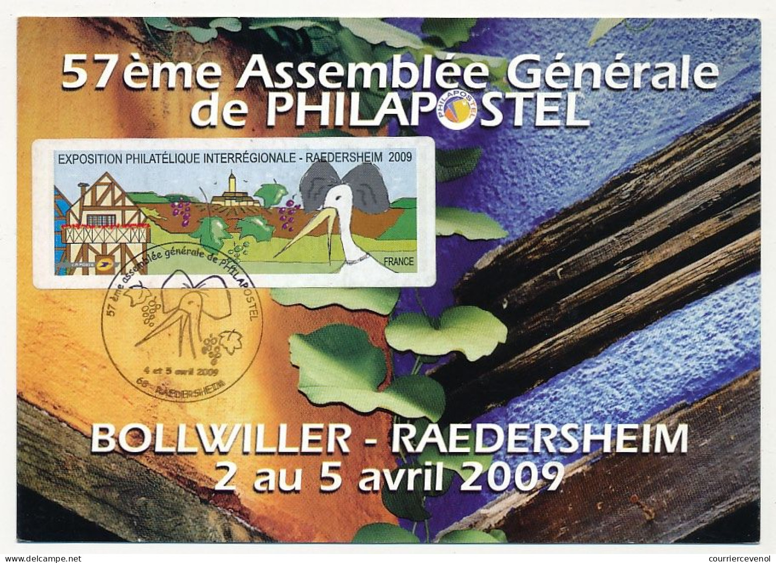 FRANCE - Carte Commémorative 57ème Assemblée Générale De Philapostel - Raedersheim 2/5 Avril 2009 - Etiquette ATM - 2010-... Viñetas De Franqueo Illustradas