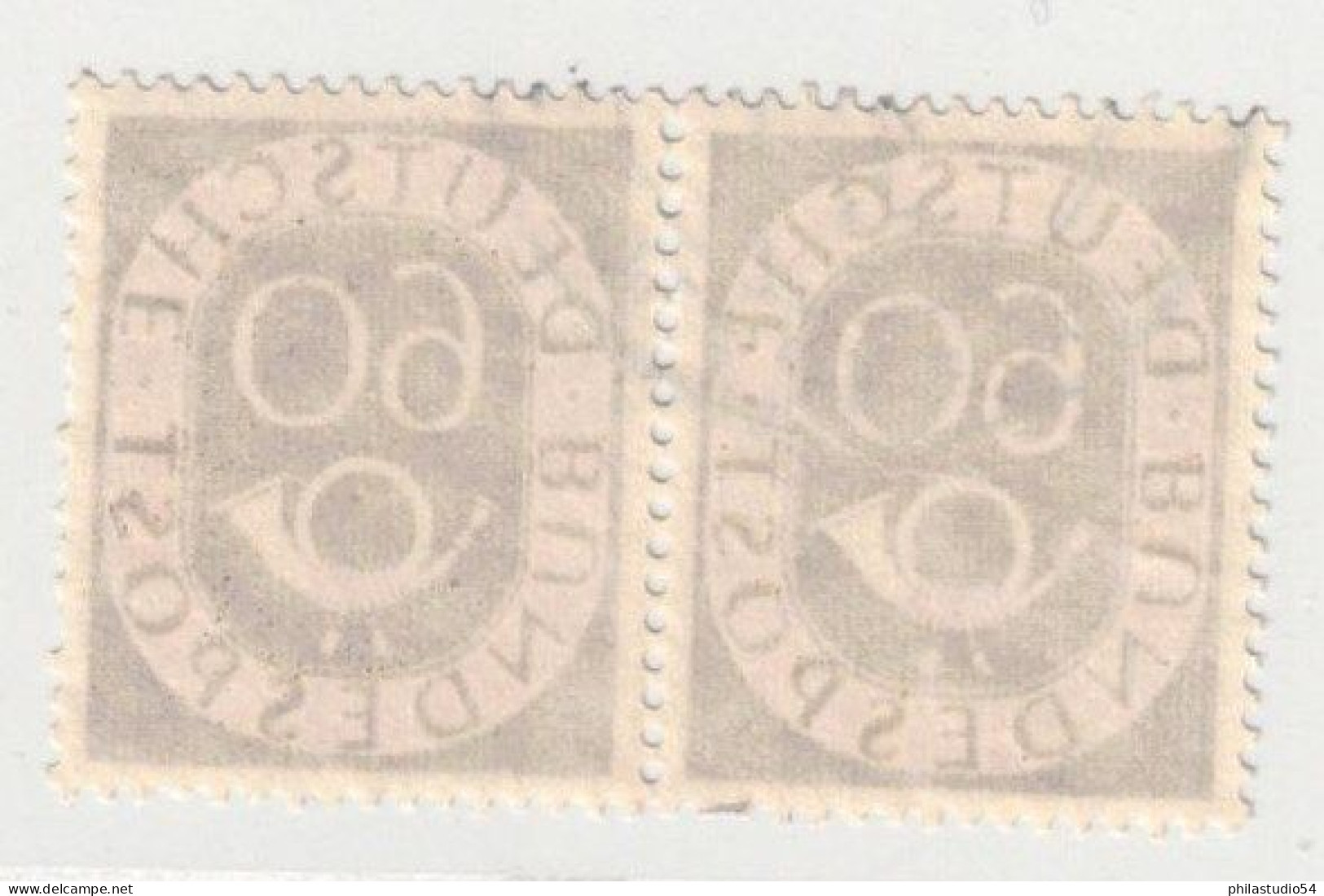 1951, 60 Pfg. Posthirn Im Gebrauchten, Waagerechten Paar - Used Stamps