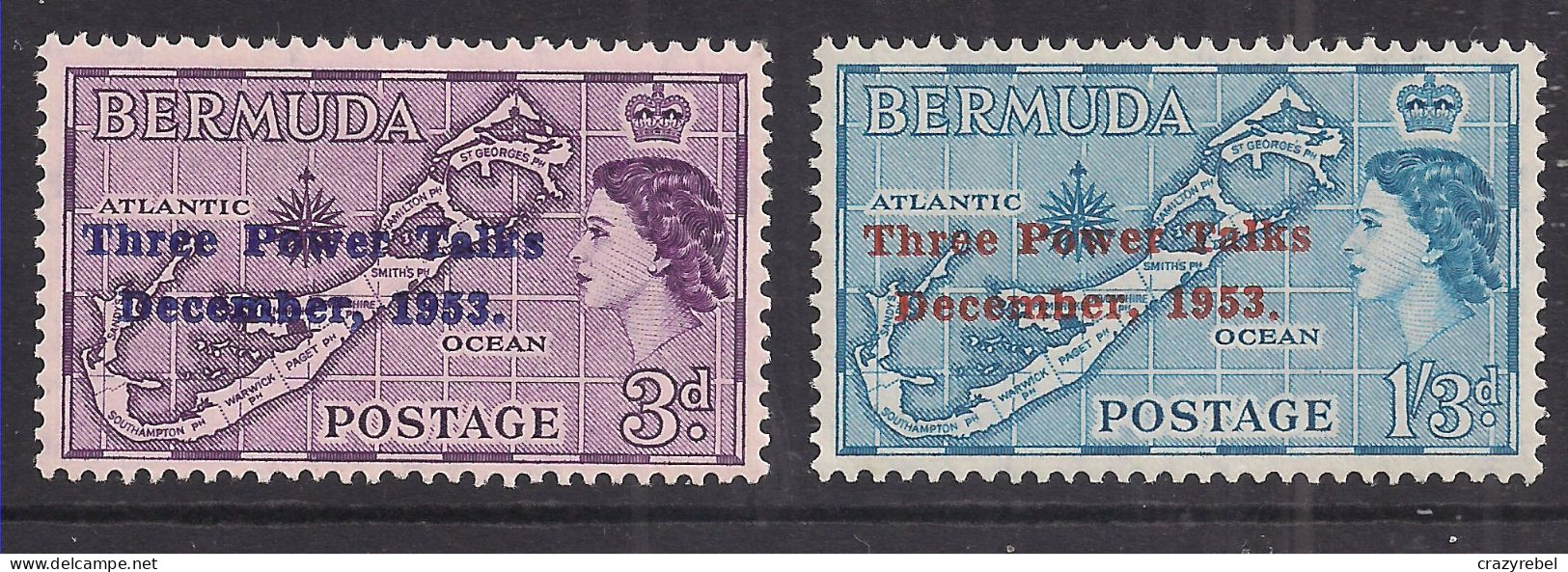 Bermuda 1953 QE2 Pair Three Power Talks MNH SG 152-153 ( L844 ) - Bermuda