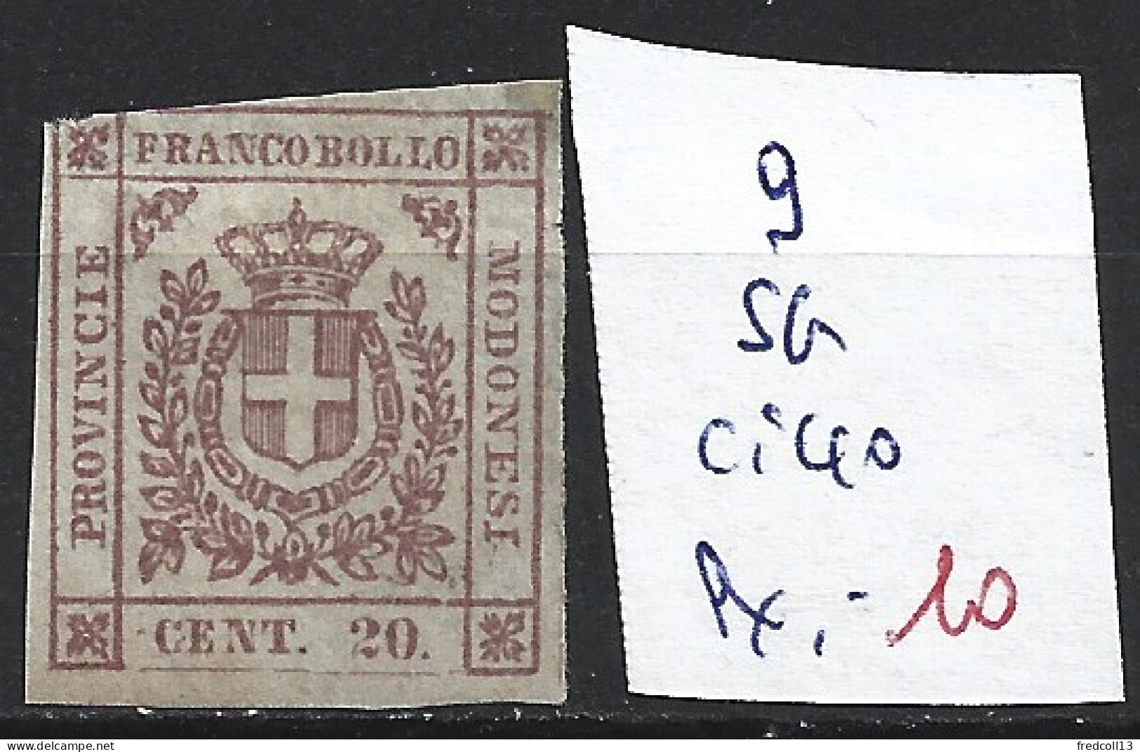 ITALIE MODENE 9 Sans Gomme Côte 40 € - Modena