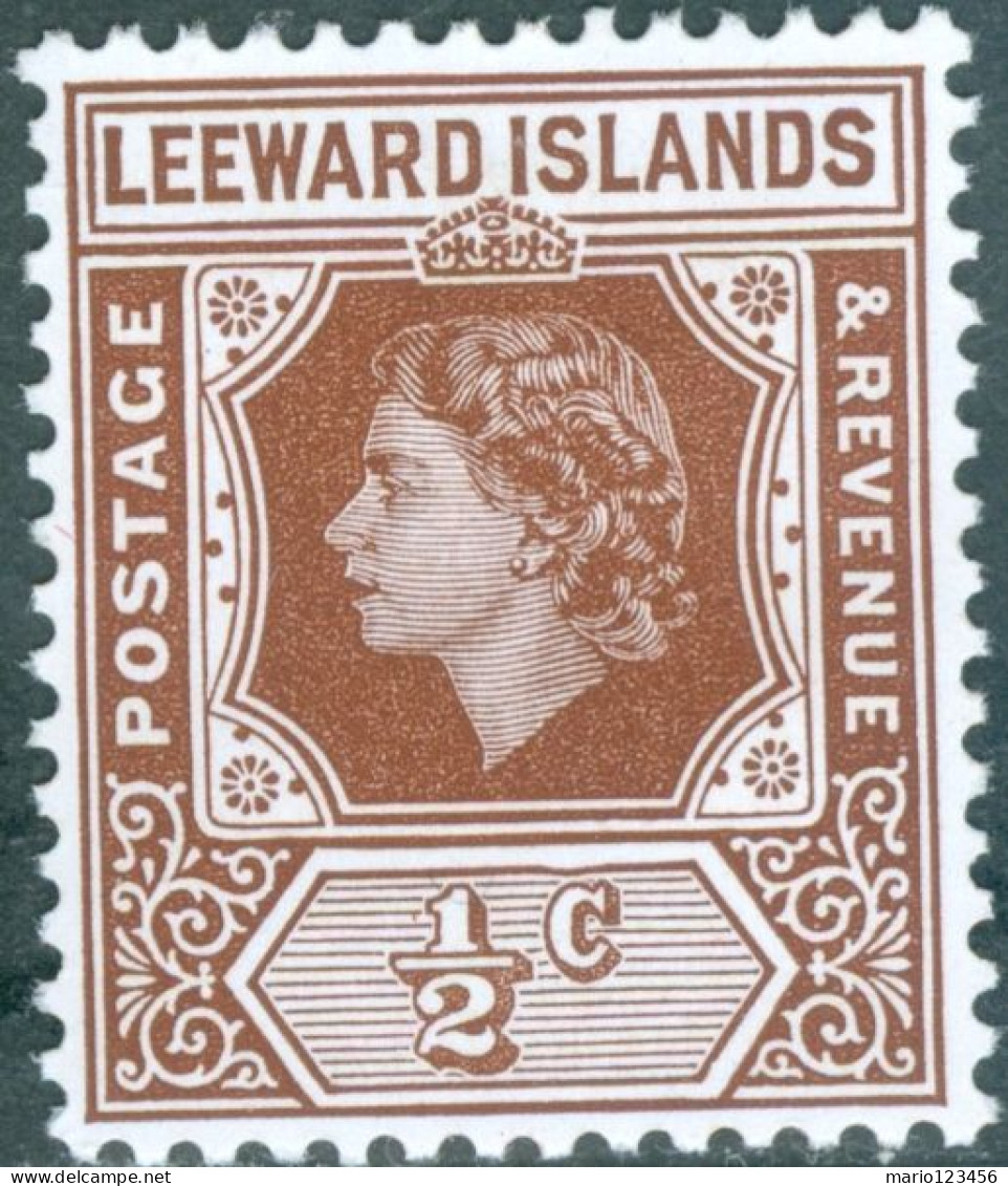 ISOLE LEEWARD, ISOLE SOTTOVENTO, REGINA ELISABETTA II, 1954, FRANCOBOLLI NUOVI (MNH**) Scott:GB-LW 133, Yt:GB-LW 119 - Leeward  Islands