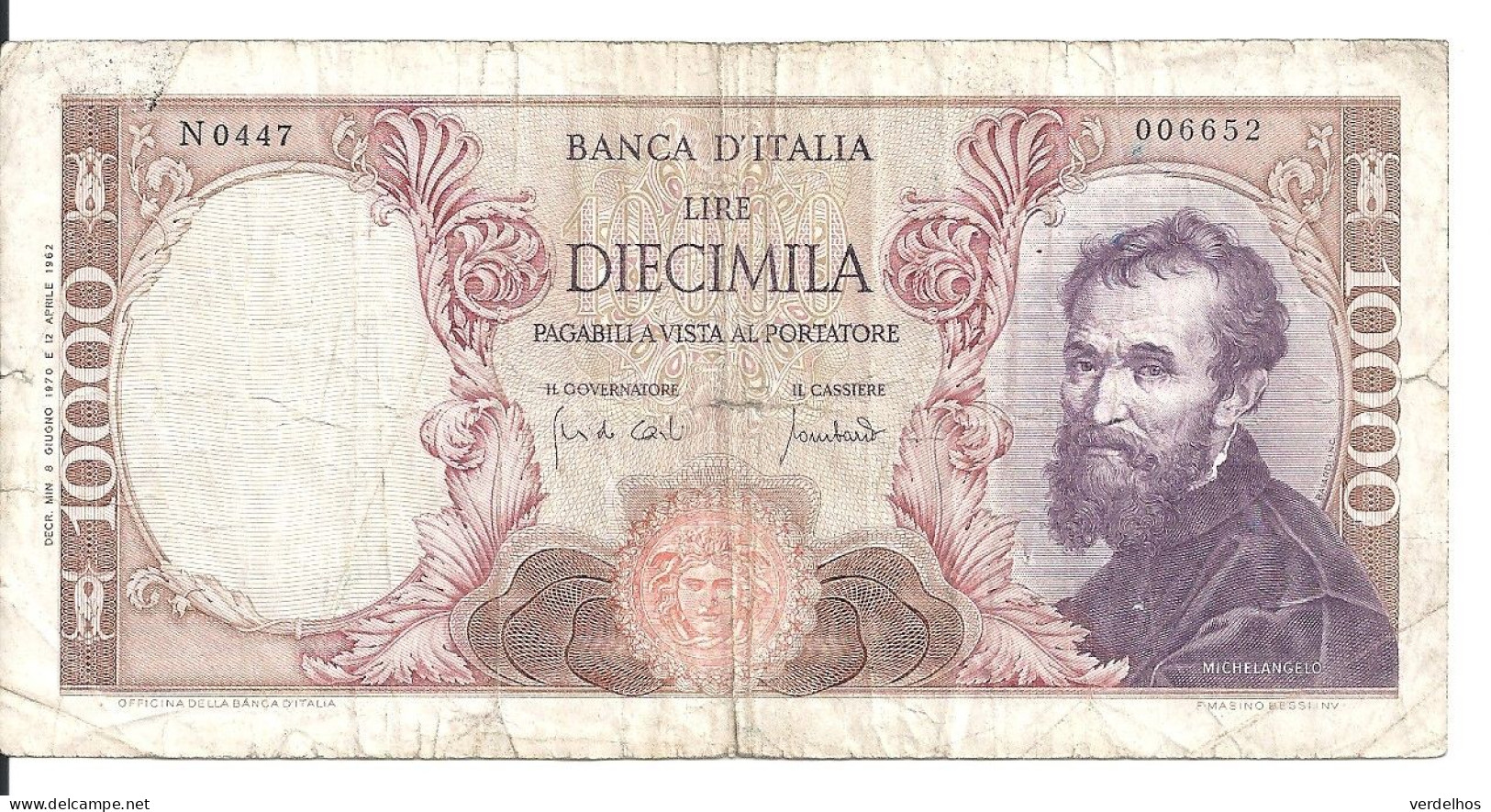 ITALIE 10000 LIRE 1970 VF P 97 E - 10000 Lire