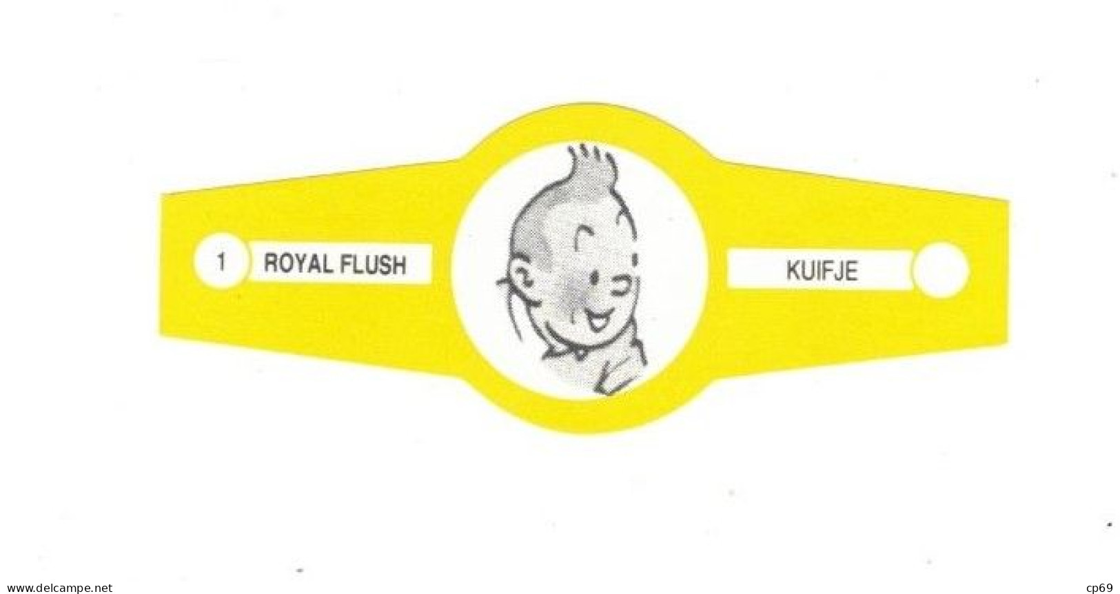 1) Bague De Cigare Série Tintin Jaune Blanche Royal Flush Kuifje Tintin Détective En Superbe.Etat - Advertisement