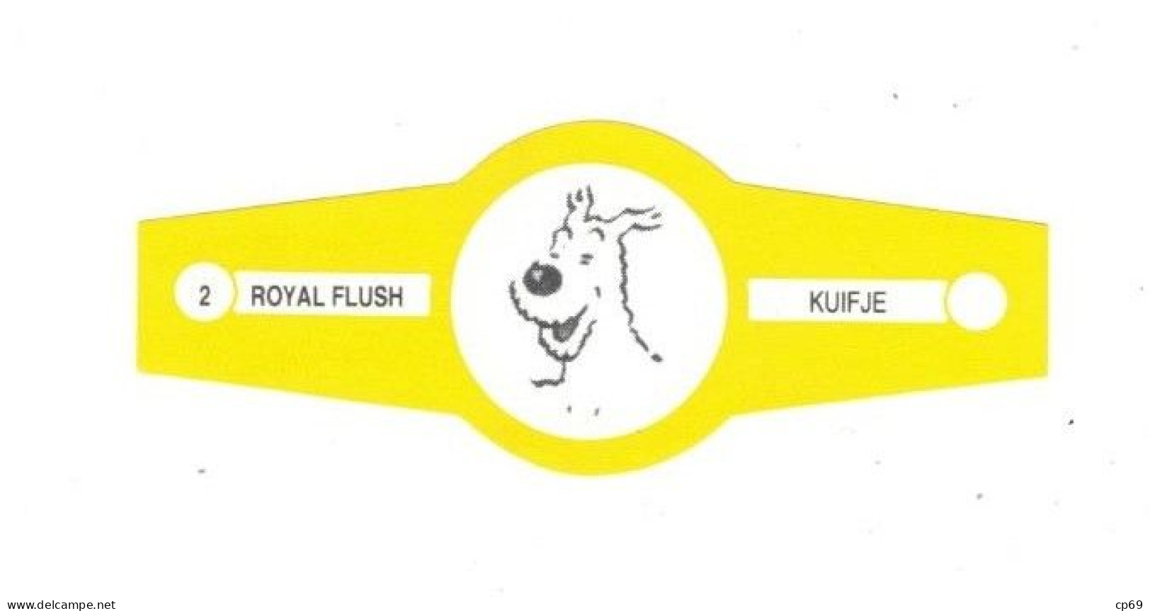 2) Bague De Cigare Série Tintin Jaune Blanche Royal Flush Kuifje Milou Chien Dog Cane En Superbe.Etat - Objets Publicitaires