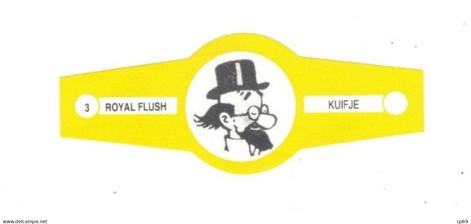 3) Bague De Cigare Série Tintin Jaune Blanche Royal Flush Kuifje Le Professeur Siclone En Superbe.Etat - Advertentie