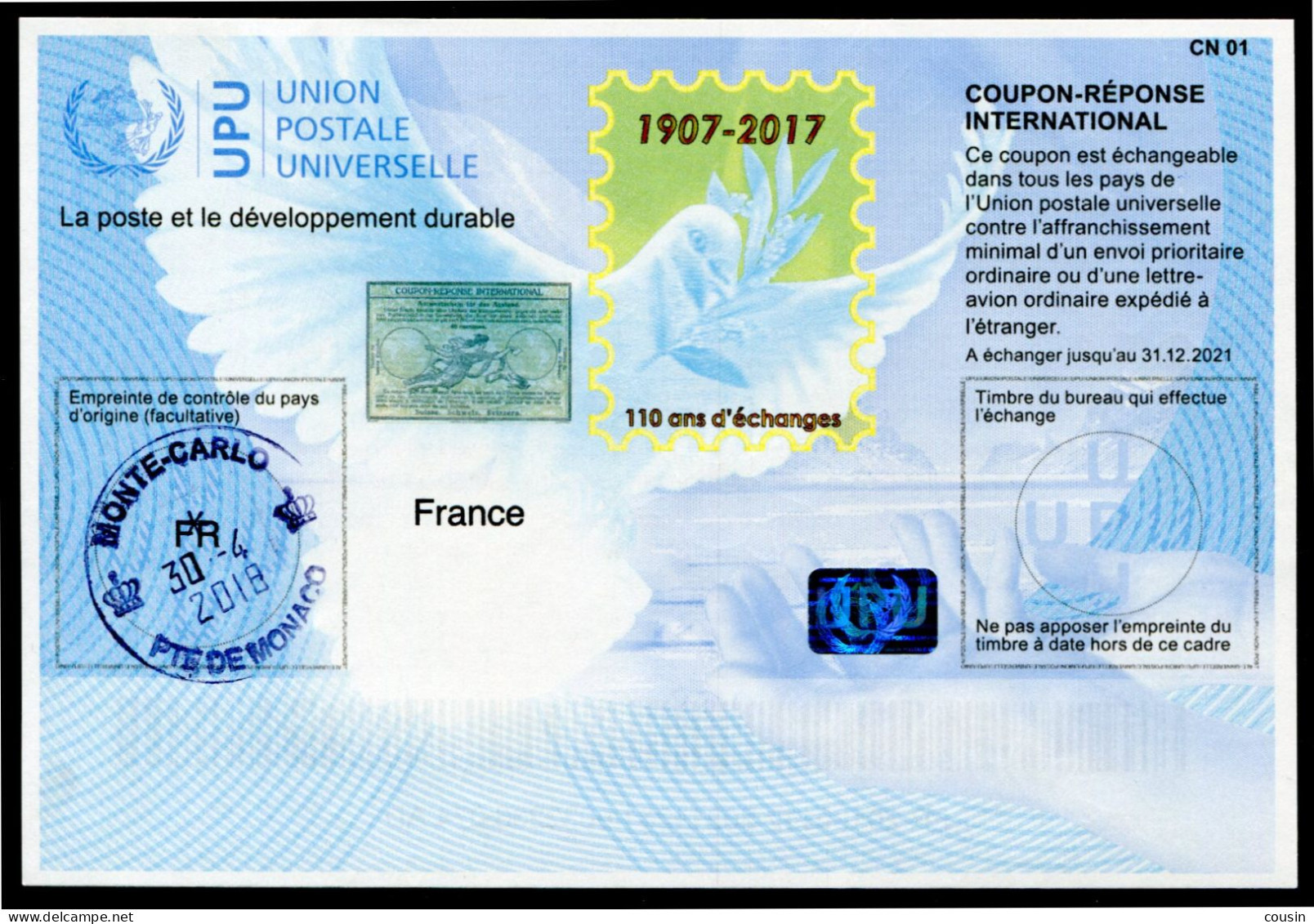 MONACO  110 Ans !  Coupon Réponse International / International Reply Coupon - Entiers Postaux