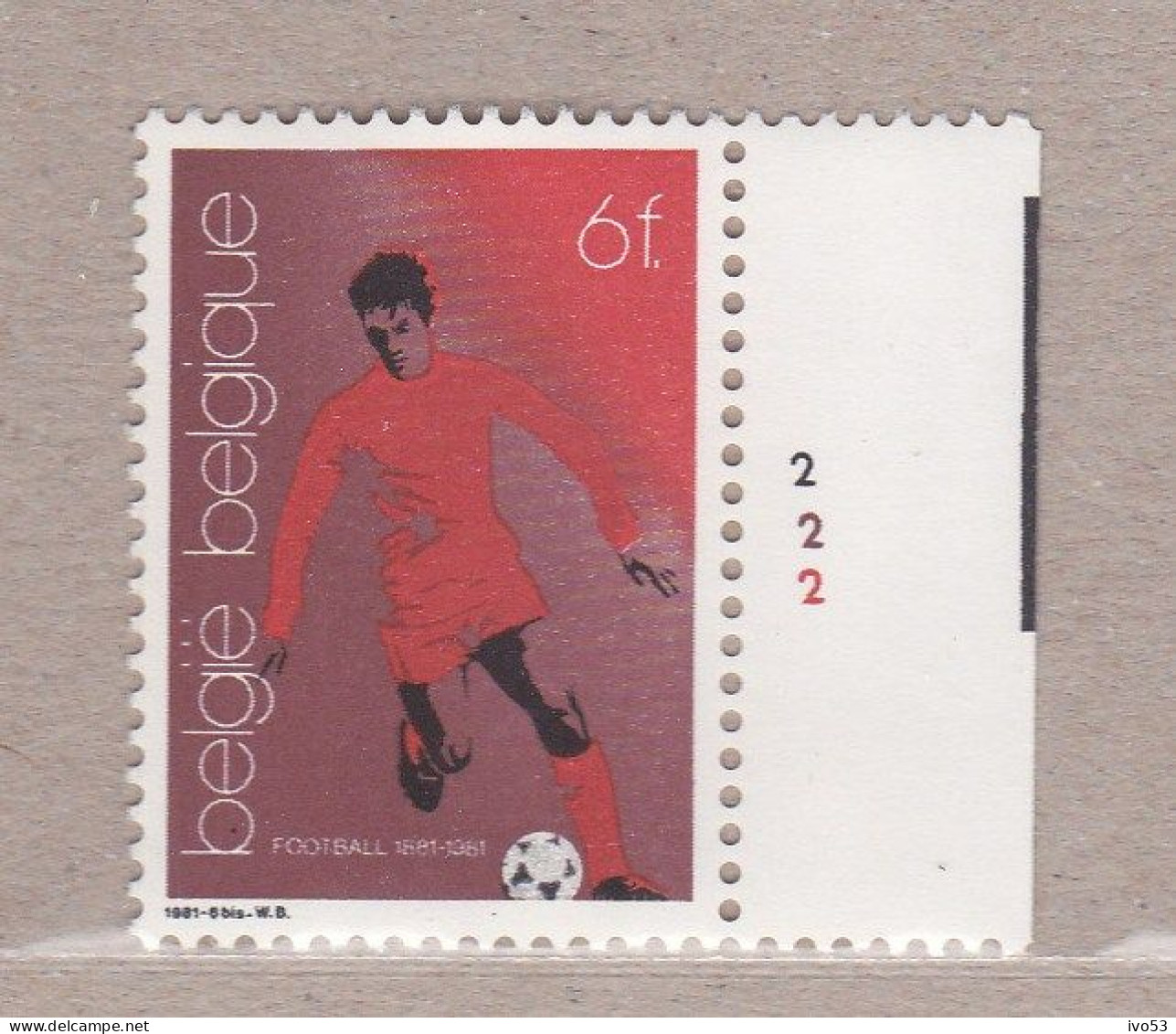 1981 Nr 2014** Plaatnummer 2.100 Jaar Voetbal In Belgie. - 1981-1990