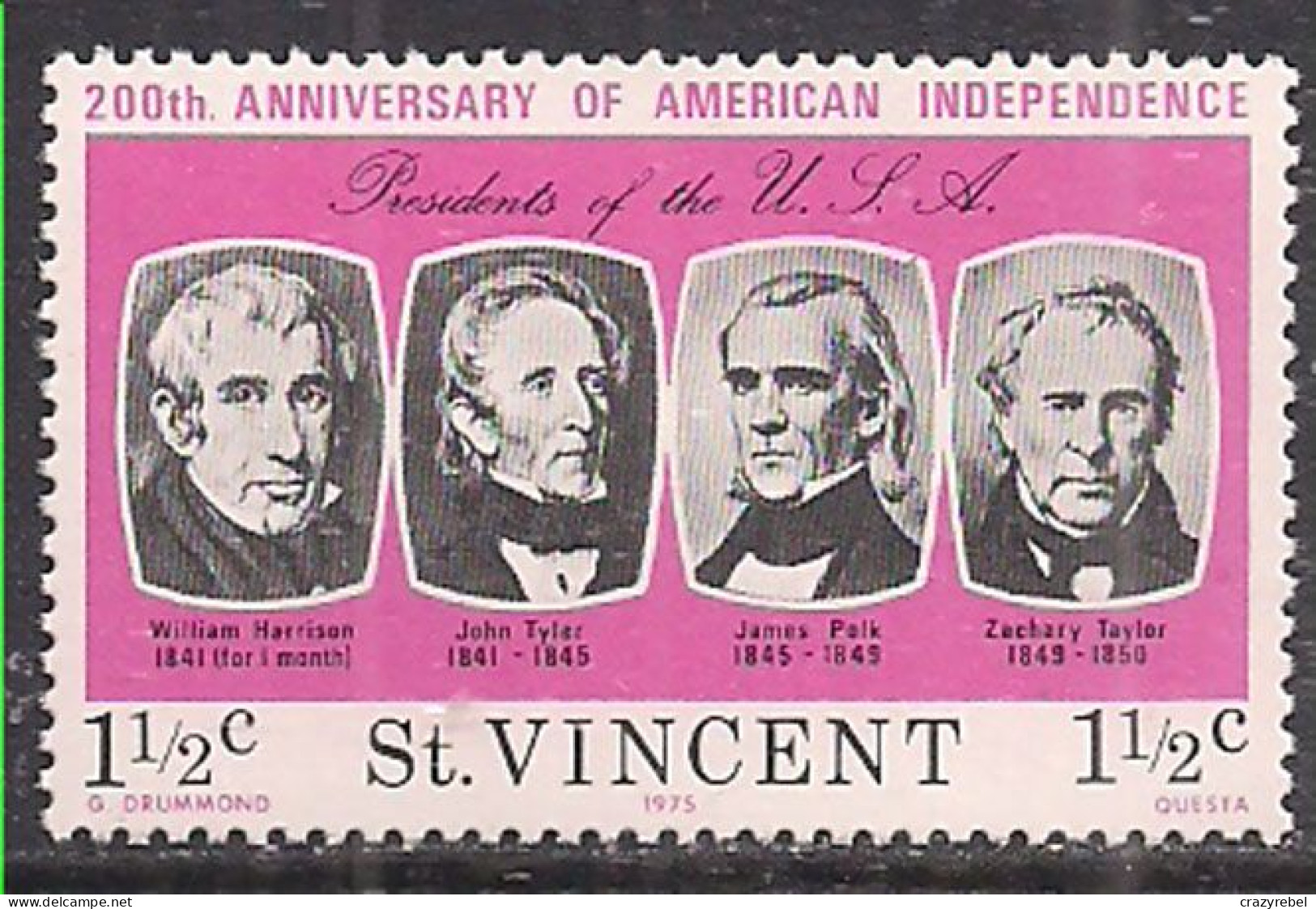 St Vincent 1976 QE2 1 1/2c  Anniv. American Indep.MNH SG 458 ( D1308 ) - St.Vincent (...-1979)
