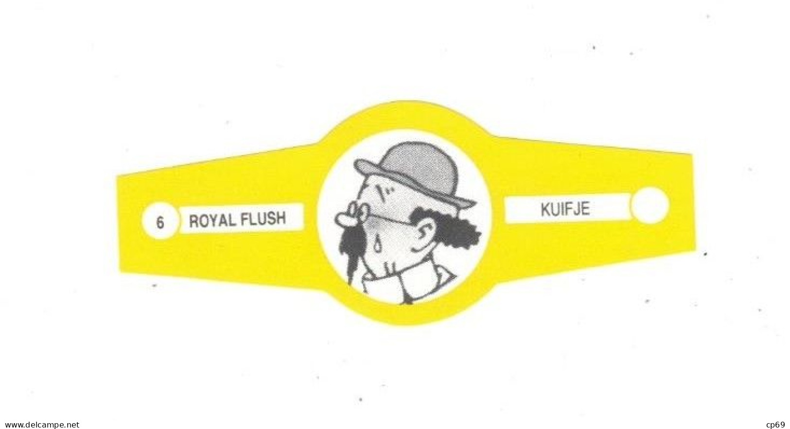 6) Bague De Cigare Série Tintin Jaune Blanche Royal Flush Kuifje Professeur Tournesol En Superbe.Etat - Objets Publicitaires