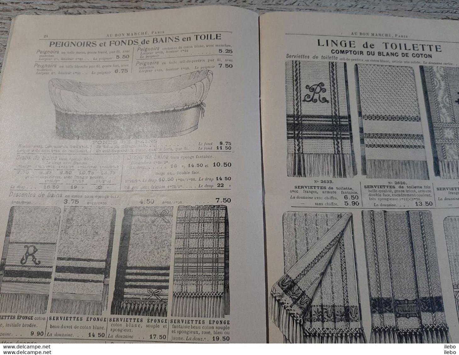 Catalogue Ancien Au Bon Marché Paris Linge De Table D'office Et De Toilette Peignoirs De Bains Monogramme 1902 - Fashion