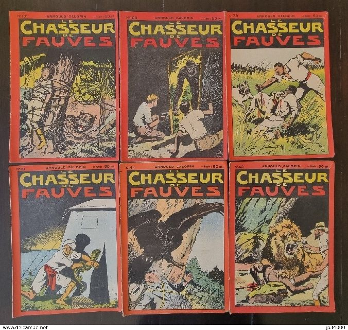 Arnould Galopin "Le Chasseur De Fauves", Lot De 6 Numéros Différents. (1933) - Sonstige & Ohne Zuordnung