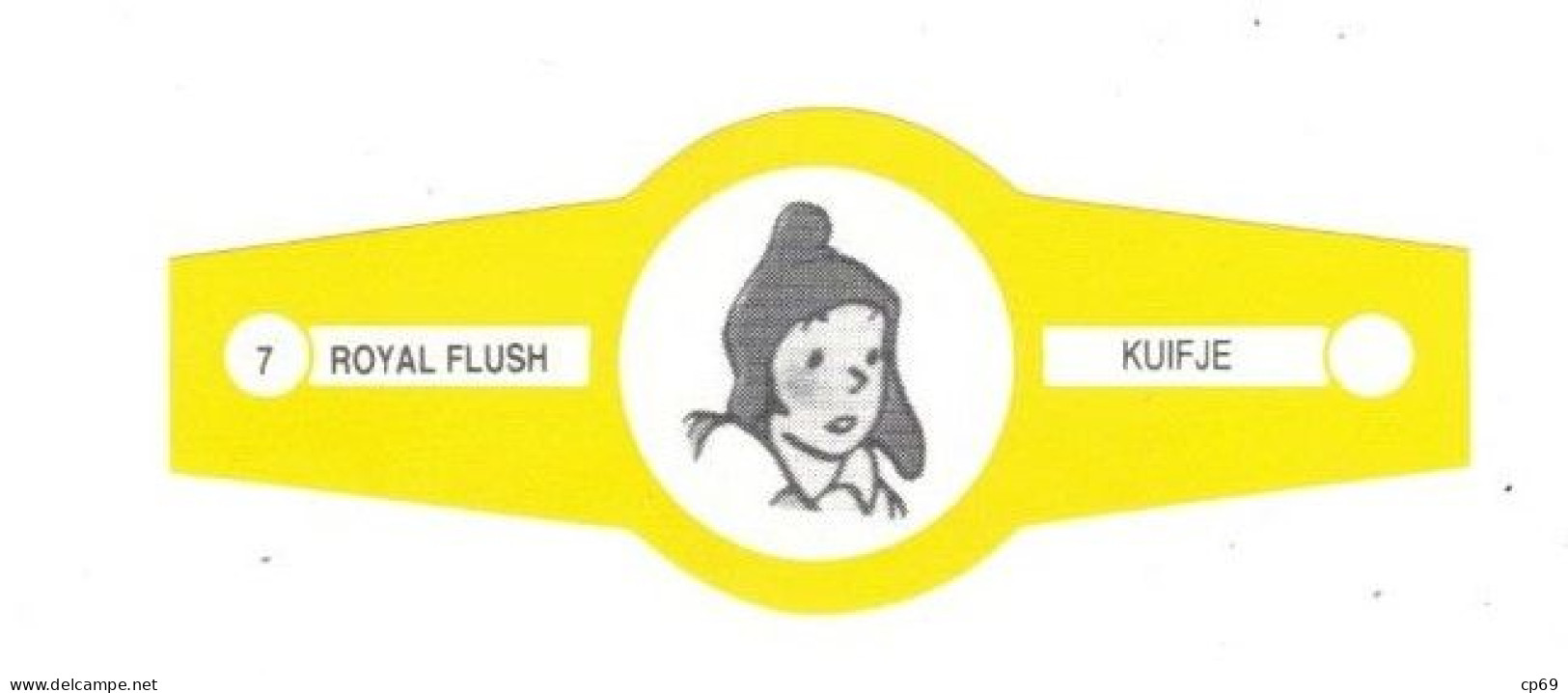 7) Bague De Cigare Série Tintin Jaune Blanche Royal Flush Kuifje Zorrino En Superbe.Etat - Objets Publicitaires