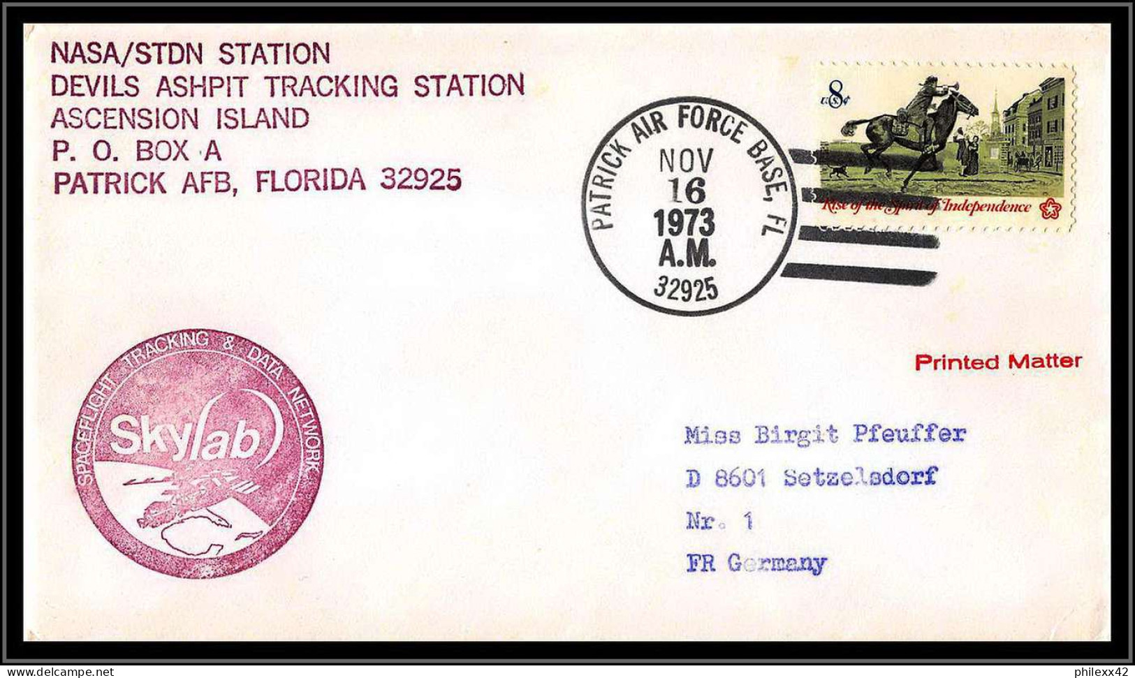 65817 Skylab Sl-4 Launch Partick Air Force Devils Ashpit Station Ascension Island 16/11/1973 USA Espace Space Lettre - Africa