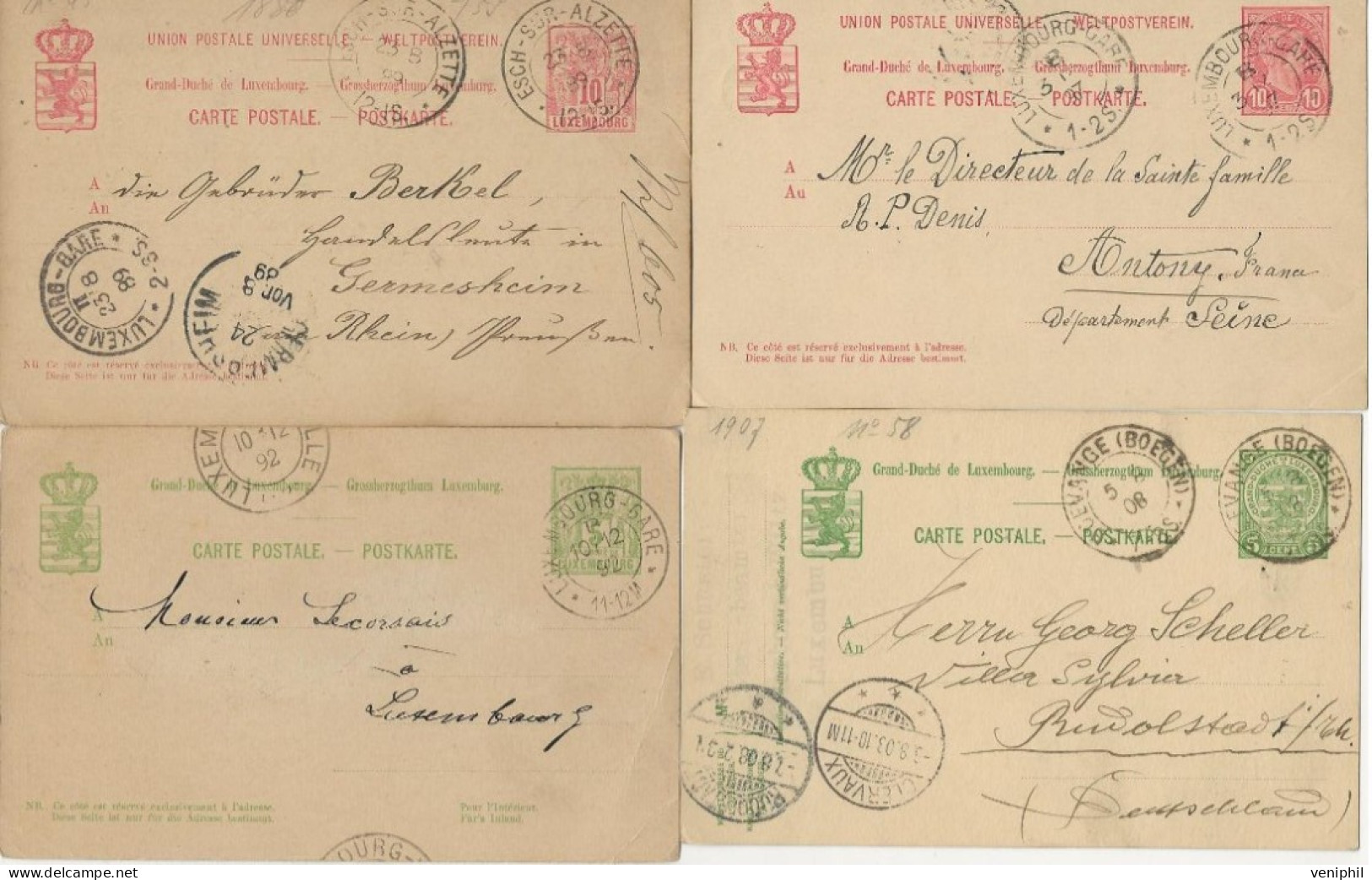 LUXEMBOURG - LOT DE 22 ENTIERS POSTAUX  DE 1889 A 1968  -OBLITERES ET NEUFS. - Stamped Stationery