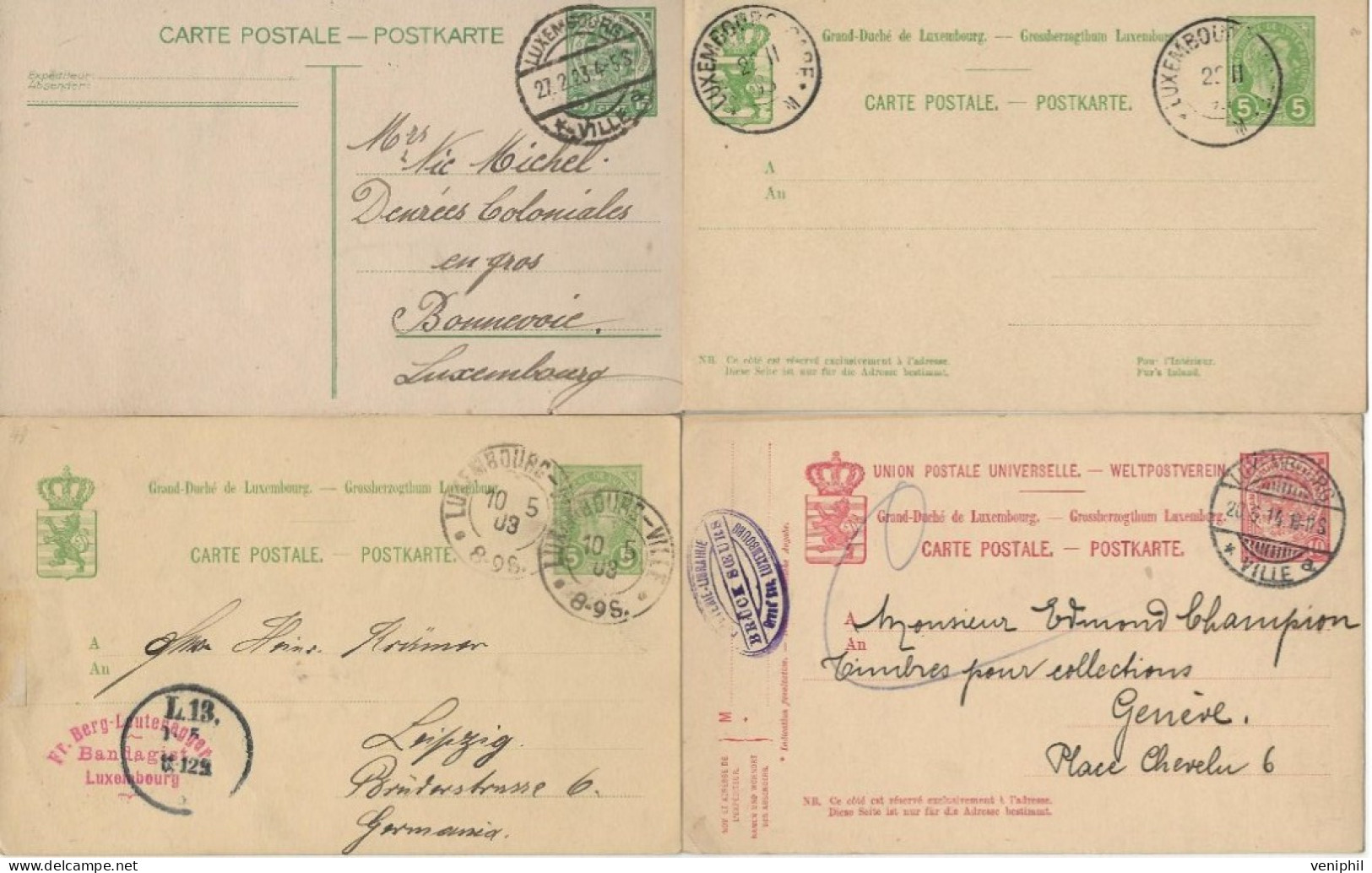 LUXEMBOURG - LOT DE 22 ENTIERS POSTAUX  DE 1889 A 1968  -OBLITERES ET NEUFS. - Stamped Stationery