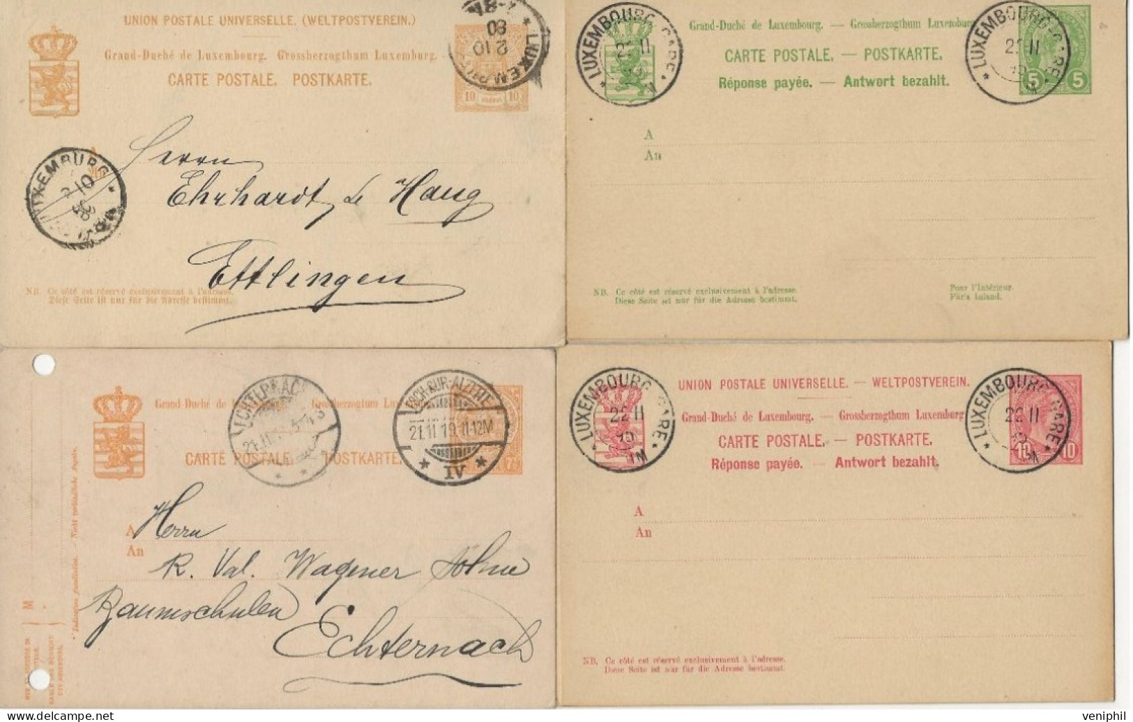 LUXEMBOURG - LOT DE 22 ENTIERS POSTAUX  DE 1889 A 1968  -OBLITERES ET NEUFS. - Stamped Stationery