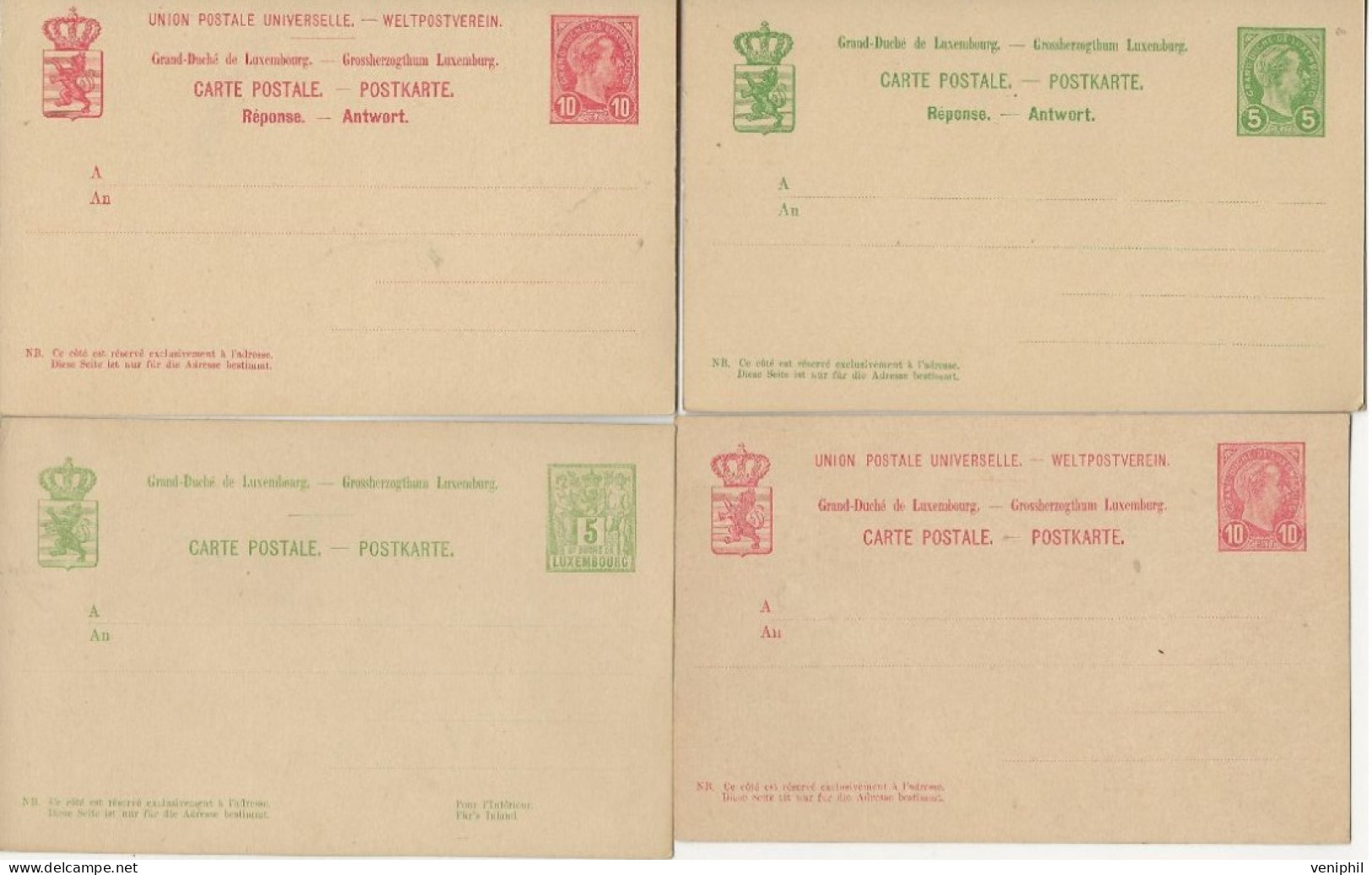 LUXEMBOURG - LOT DE 22 ENTIERS POSTAUX  DE 1889 A 1968  -OBLITERES ET NEUFS. - Entiers Postaux