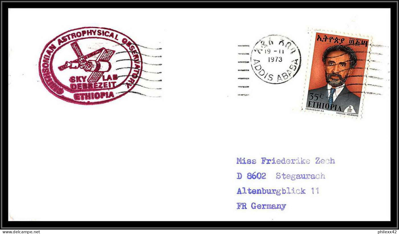 66010 Skylab 4 19/11/1973 Ethiopie Ethiopia Espace Space Lettre Cover - Africa