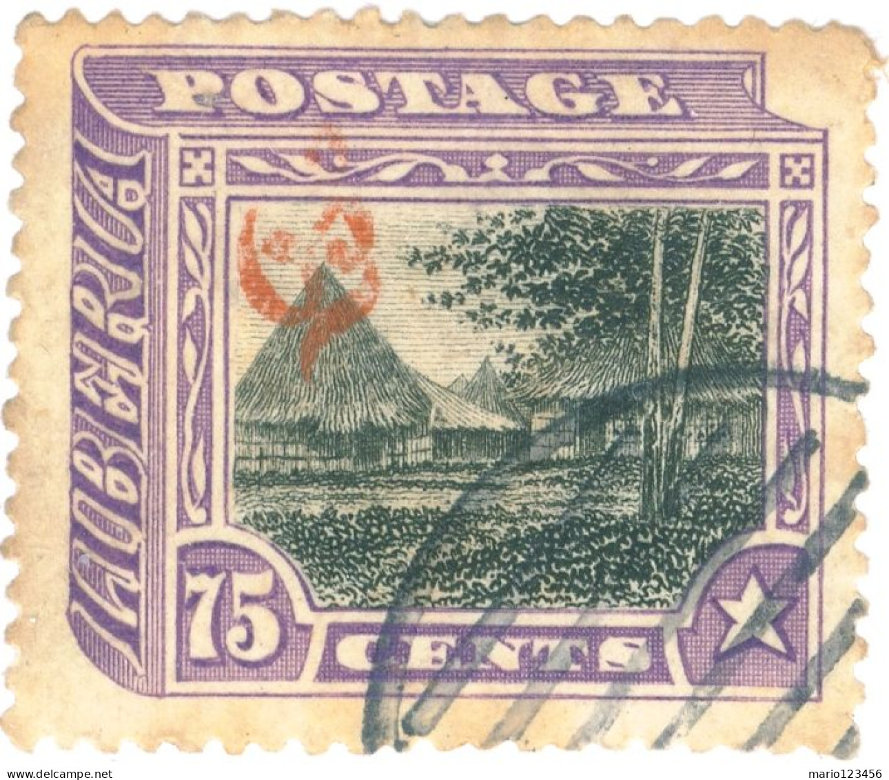 LIBERIA, PAESAGGI, LANDSCAPE, 1909, FRANCOBOLLI USATI Scott:LR O68, Yt:LR S68 - Liberia