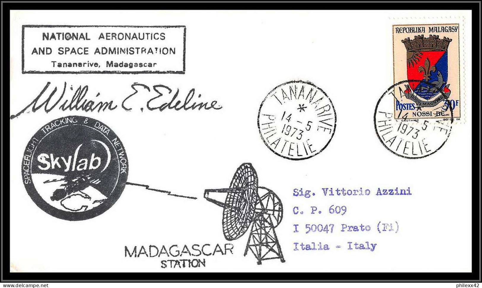 66195 Skylab 14/5/1973 Madagascar Malagasy Signé Signed Autograph Espace Space Lettre Cover - Africa