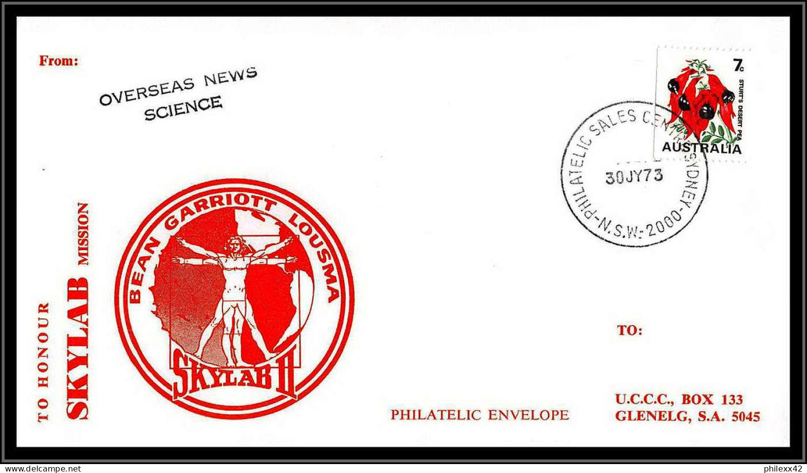 66375 Skylab 3 Oversea New Science 30/7/1973 Australie Australia Espace Space Lettre Cover - Oceania