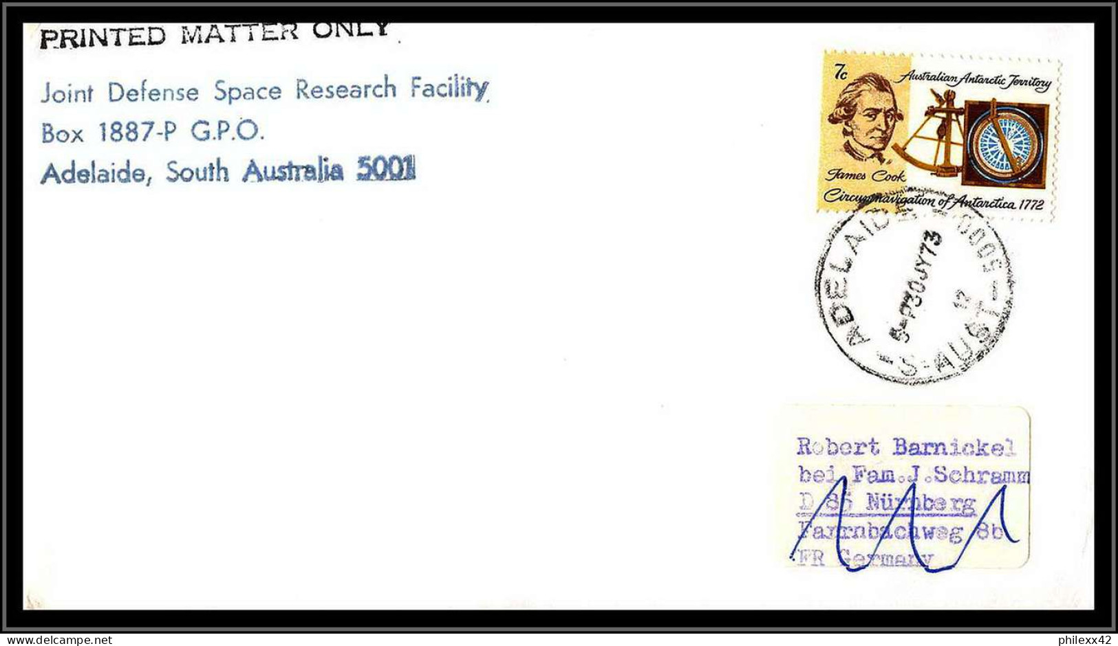 66384 Skylab 3 Adelaide 30/7/1973 Autralian Antarctic Territory Australia Espace Space Lettre Cover - Oceania