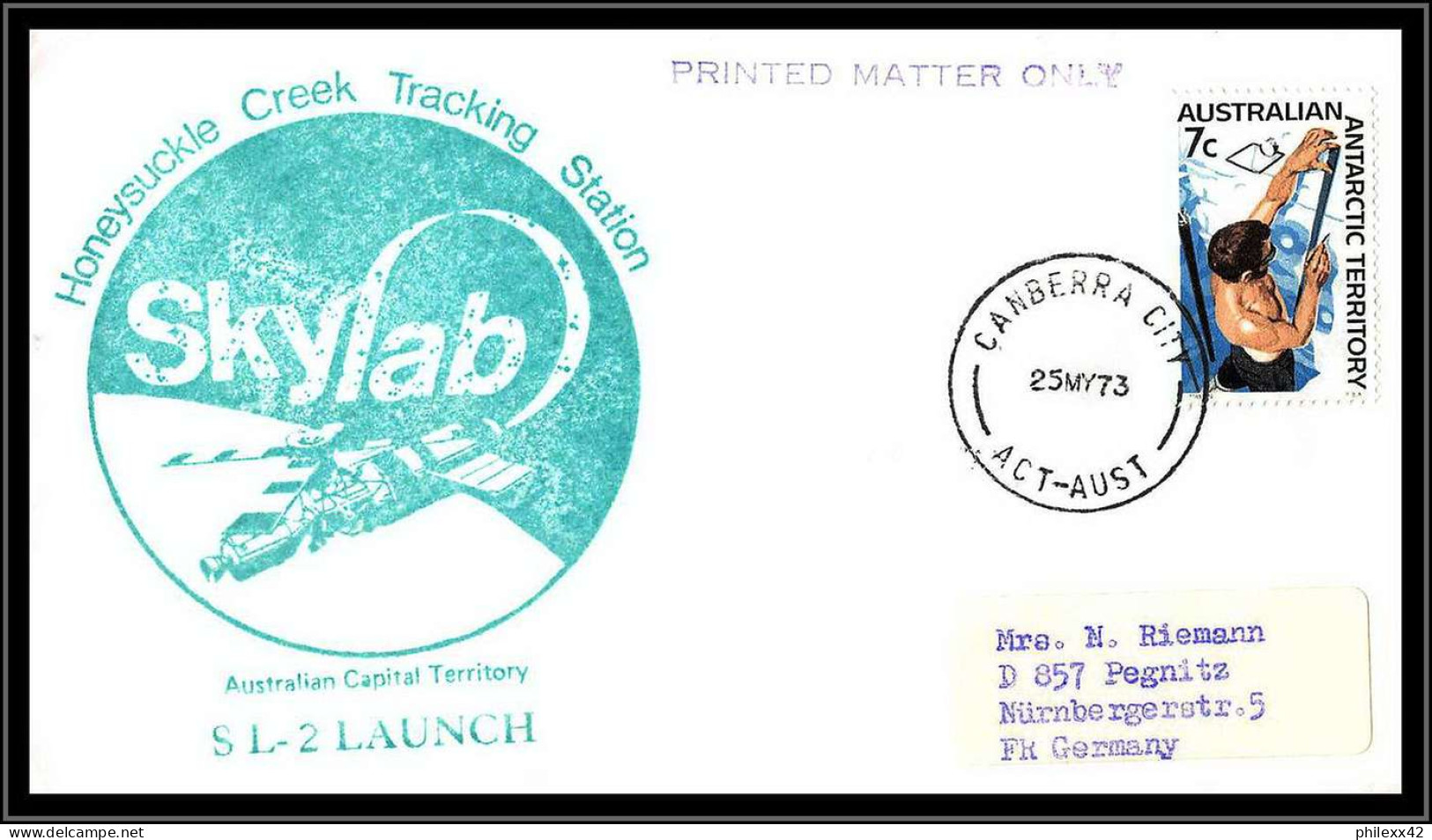 66453 Skylab Sl-2 Launch Canberra 25/5/1973 Australie Australian Antarctic Territory Espace Space Lettre Cover - Oceania