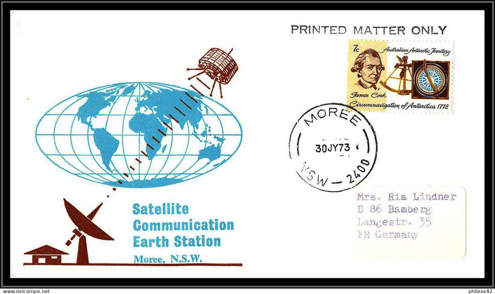 66535 Satellite Moree 30/7/1973 Australie Australian Antarctic Territory Espace Space Lettre Cover - Ozeanien