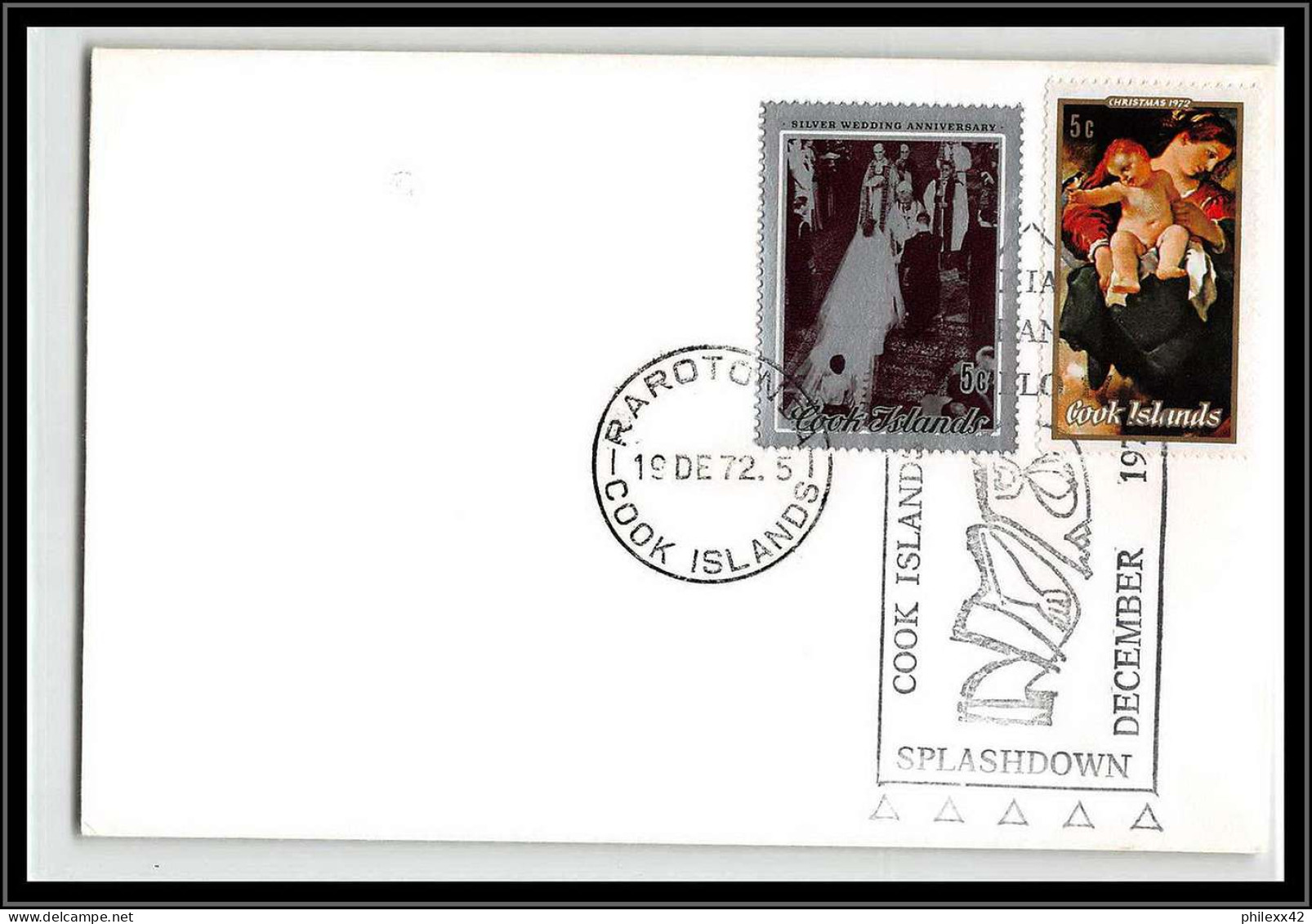 66546 Kia Orana Apollo 17 Splashdown 19/12/1972 Rarotonga Cook Islands Espace Space Lettre Cover - Océanie