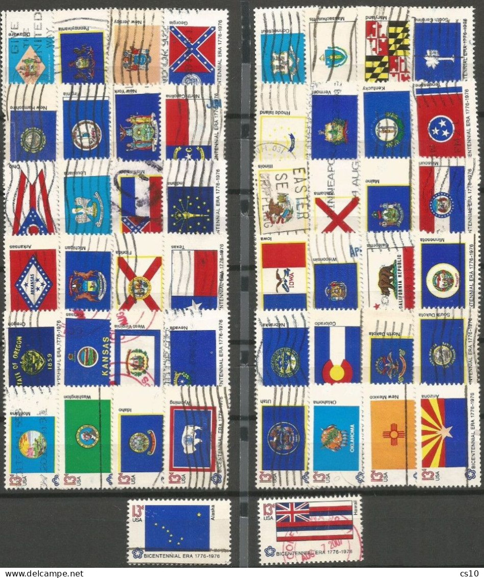 USA 1976 Bicentennial State Flags - SC.# 1633/82 -  Cpl 50v Set In Used Condition - Años Completos