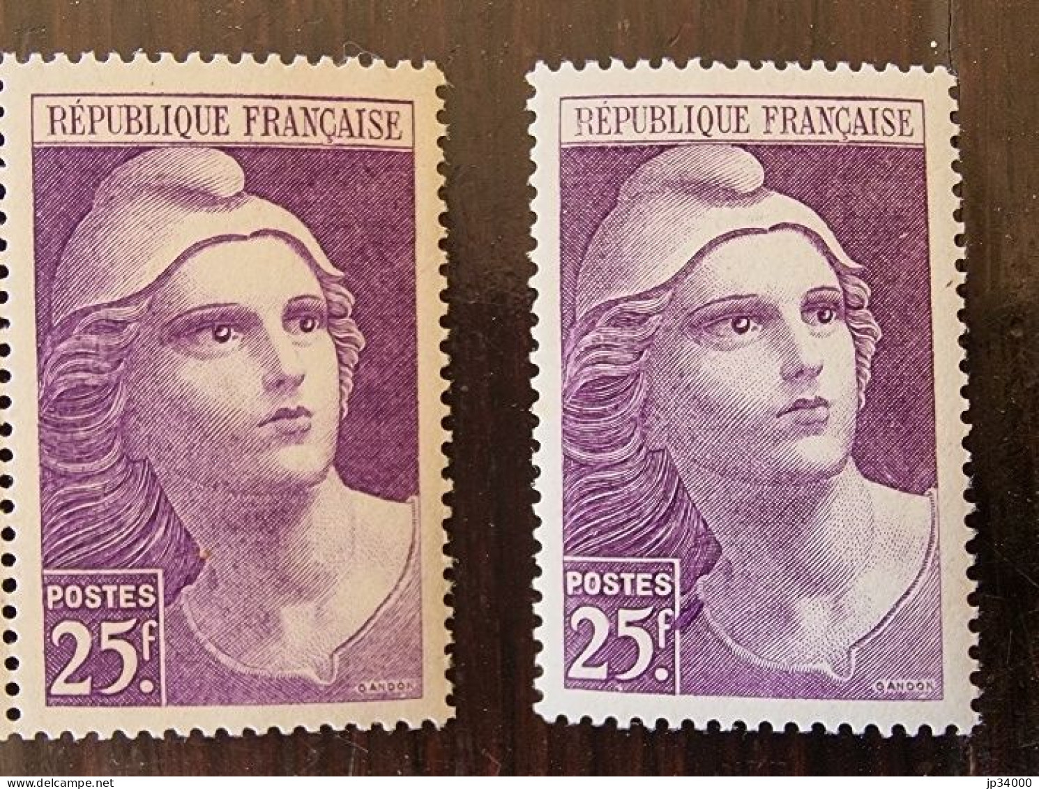 FRANCE Variété Yvert N° 731 Tache Violette à Droite Du F De 25 F  **MNH - Unused Stamps