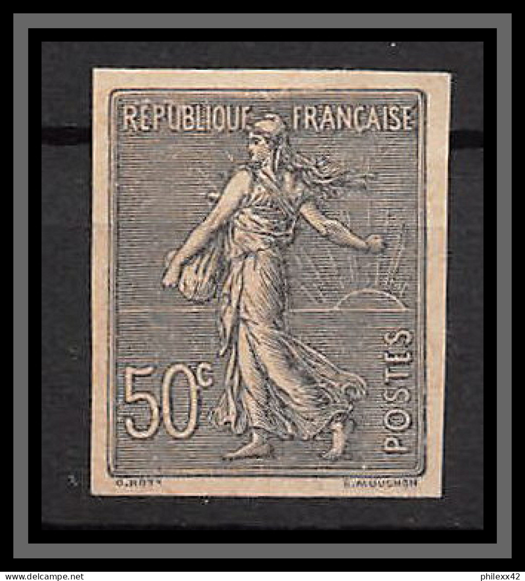 France N°161 50 C Type Semeuse Lignée (*) Mint No Gum TB Essai (trial Color Proof) Non Dentelé Imperf Gris Bleu - 1872-1920