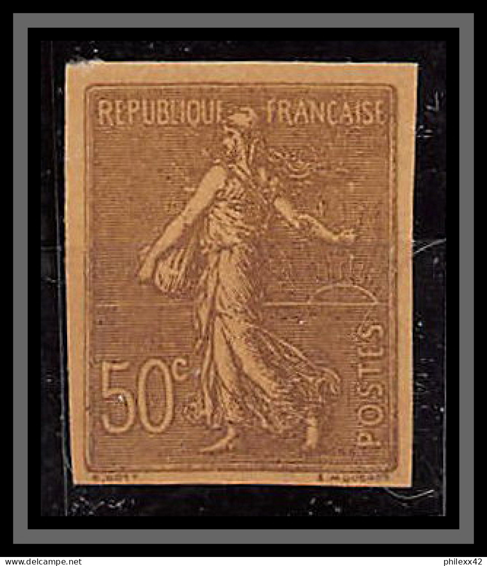 France N°161 50 C Type Semeuse Lignée (*) Mint No Gum TB Essai (trial Color Proof) Non Dentelé Imperf Marron Gc - 1872-1920