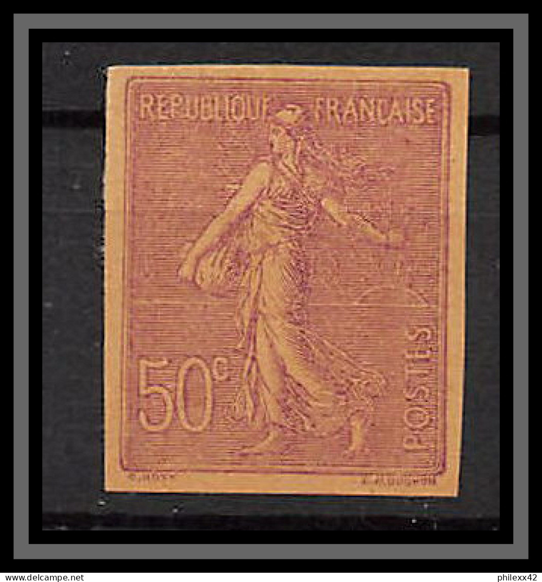 France N°161 50 C Type Semeuse Lignée (*) Mint No Gum TB Essai (trial Color Proof) Non Dentelé Imperf Rose - 1872-1920