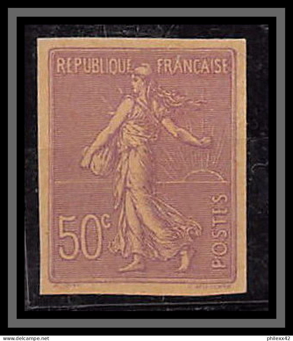 France N°161 50 C Type Semeuse Lignée (*) Mint No Gum TB Essai (trial Color Proof) Non Dentelé Imperf Violet - 1872-1920