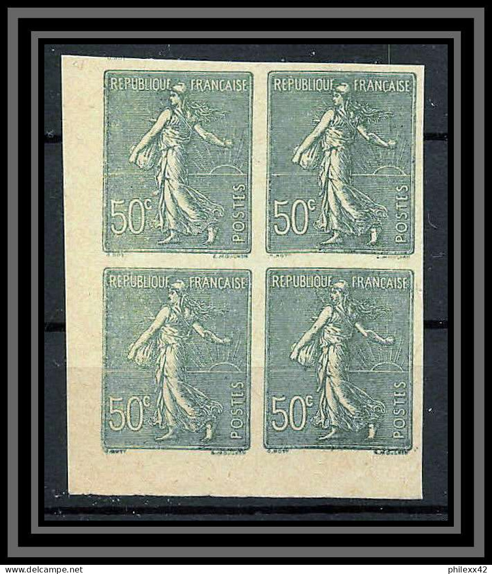 France N°198 50 C Type Semeuse Lignée (*) Mint No Gum Cote 560 Bloc 4 Non Dentelé Imperf  - 1872-1920