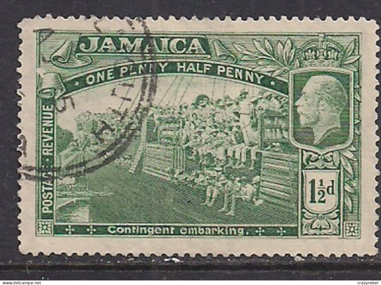 Jamaica 1919 KGV 1  1/2d Green Used War Contingent SG 80 ( D1209 ) - Jamaica (1962-...)