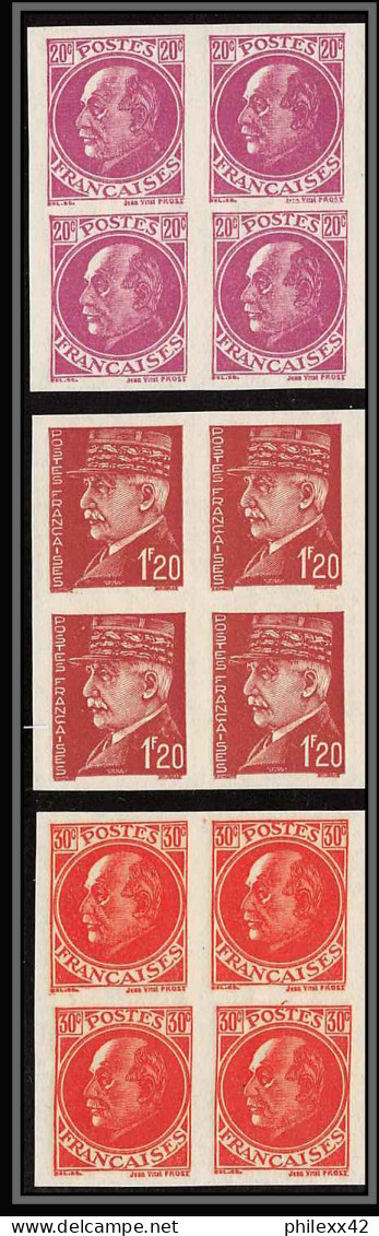 France N°505 / 524 Serie Marechal Petain Bloc 4 Complet RRR 88 Timbres Non Dentelé ** MNH (Imperf)  - 1941-1950