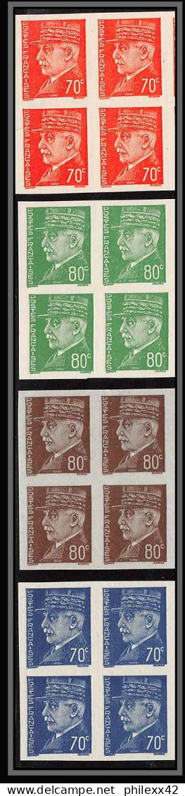 France N°505 / 524 Serie Marechal Petain Bloc 4 Complet RRR 88 Timbres Non Dentelé ** MNH (Imperf)  - 1941-1950