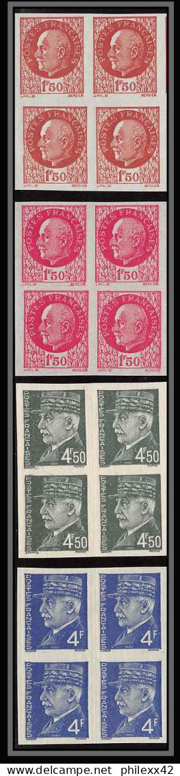 France N°505 / 524 serie marechal petain bloc 4 complet RRR 88 timbres Non dentelé ** MNH (Imperf) 