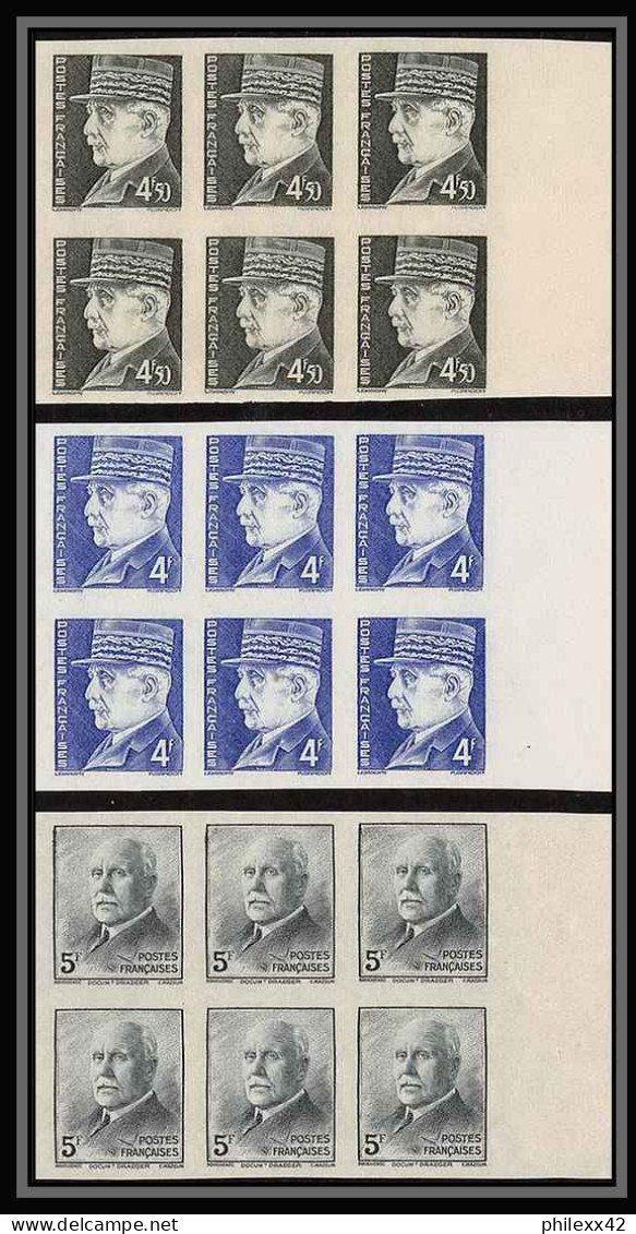 France N°505 / 524 serie marechal petain bloc 6 complet RRR Non dentelé ** MNH (Imperf) 132 timbres