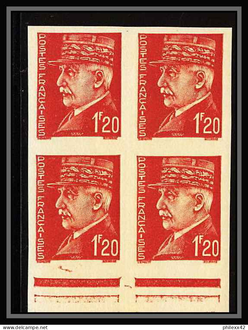 France N°515 Marechal Petain Bloc 4 Non Dentelé ** MNH (Imperf)  - 1941-1950